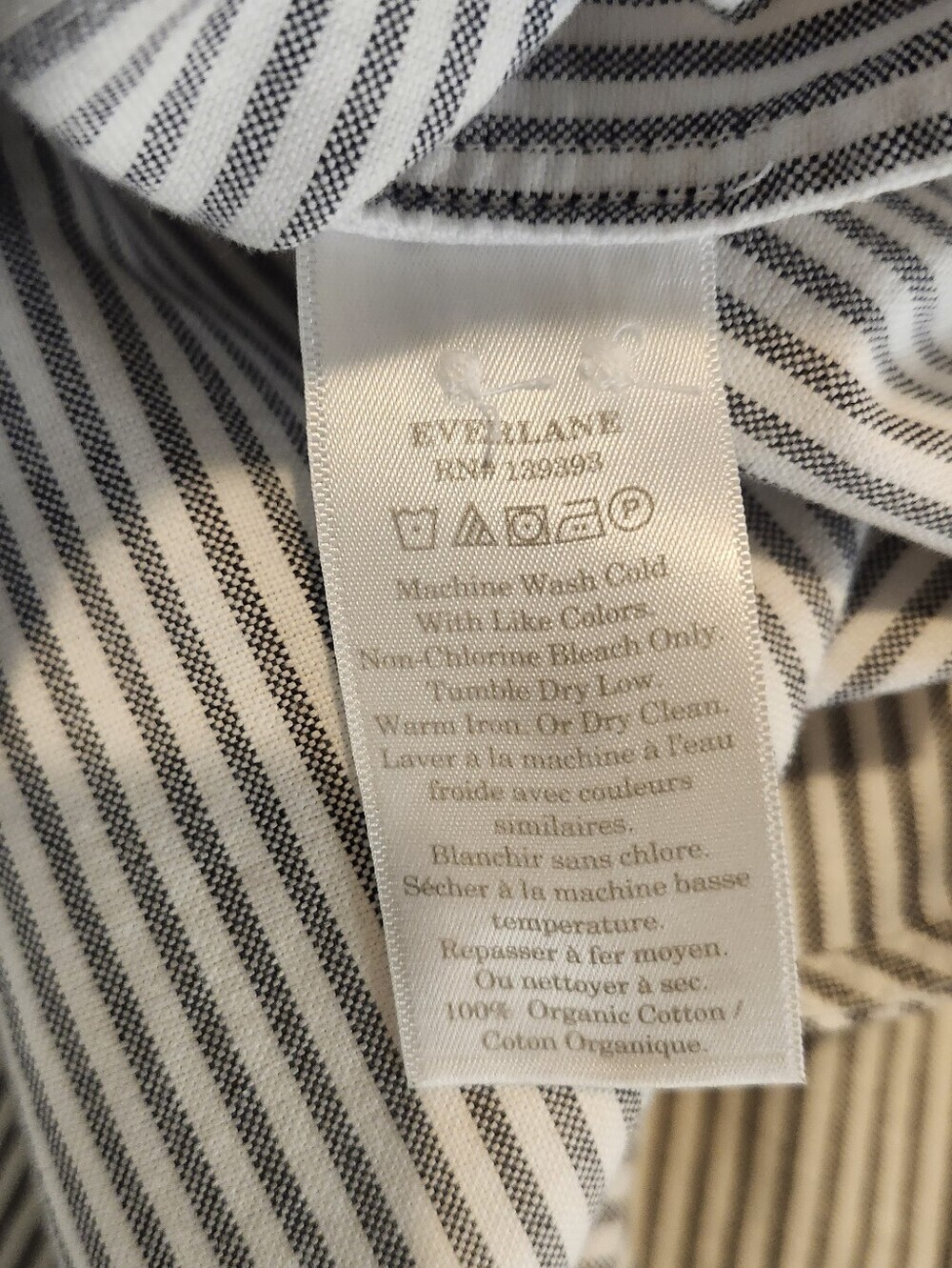 Everlane The Boxy Oxford Black And White Stripe 100% Organic Cotton Top Size L - Picture 11 of 12